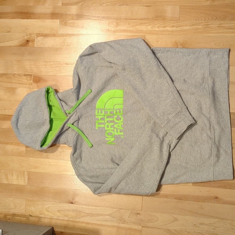 The North Face Gray Hoodie with Lime Green Logo